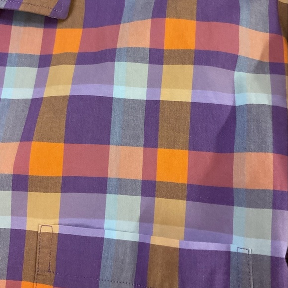 Thomas Dean Mens Blue Purple Plaid Button-Front Shirt Multicolor Checkered - Picture 3 of 5